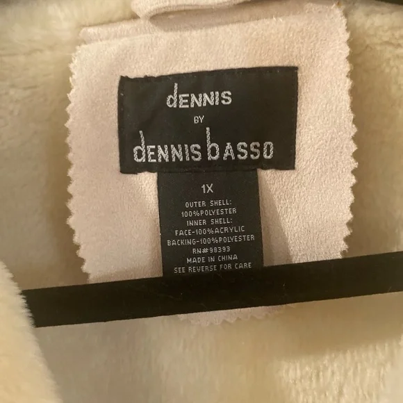 Dennis by Dennis Basso 1X light tan coat with faux fur inside faux suede 1X - Picture 6 of 15
